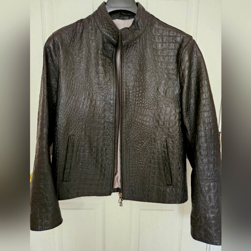 Italianskins Men's Black Crocodile Pattern Jacket.